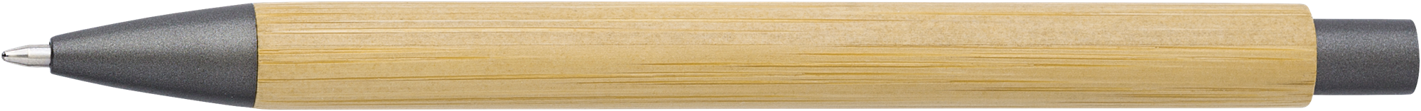 Picture of Bamboo and plastic ballpen.  Blue ink. 