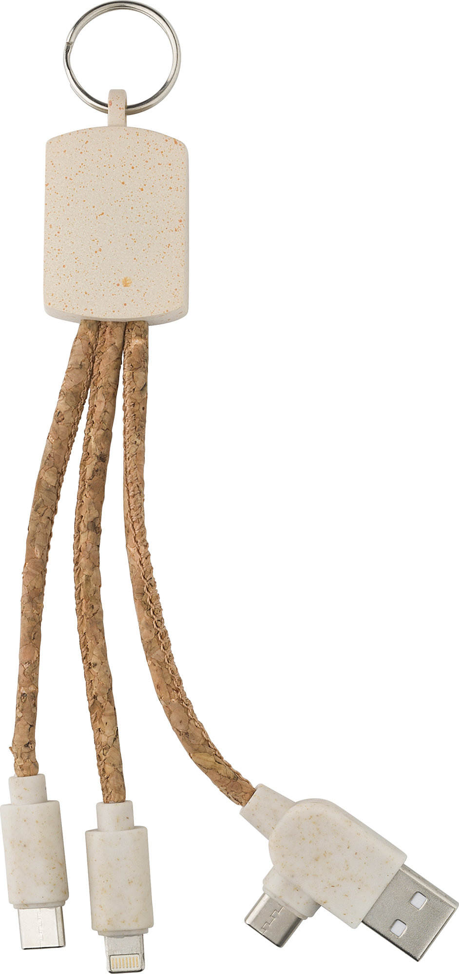 Picture of Stainless steel keyring with charging cables