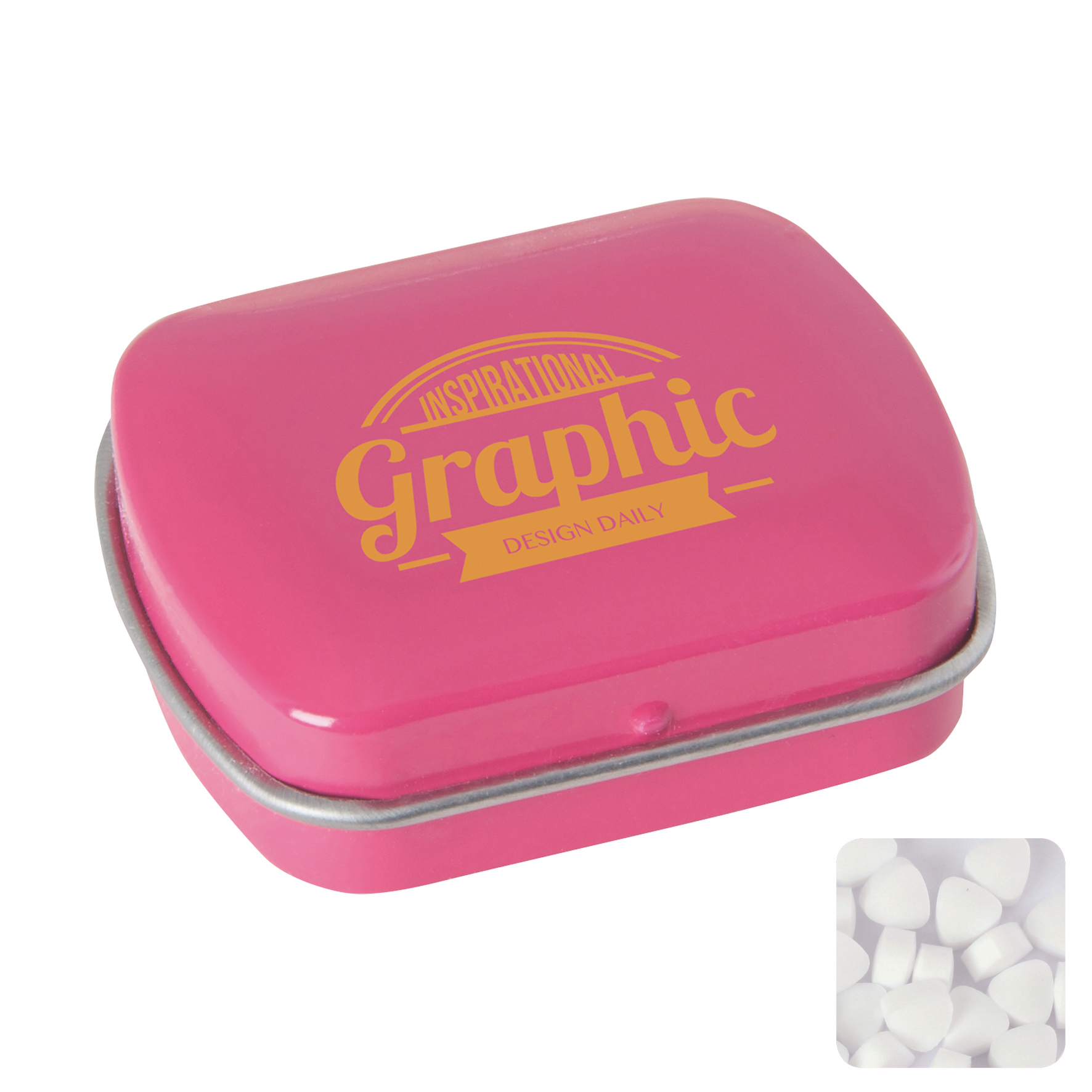 Picture of Small flat hinged tin with sugar free mints
