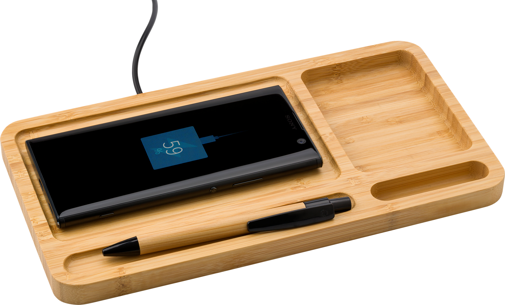 Picture of Bamboo desk organiser and charger