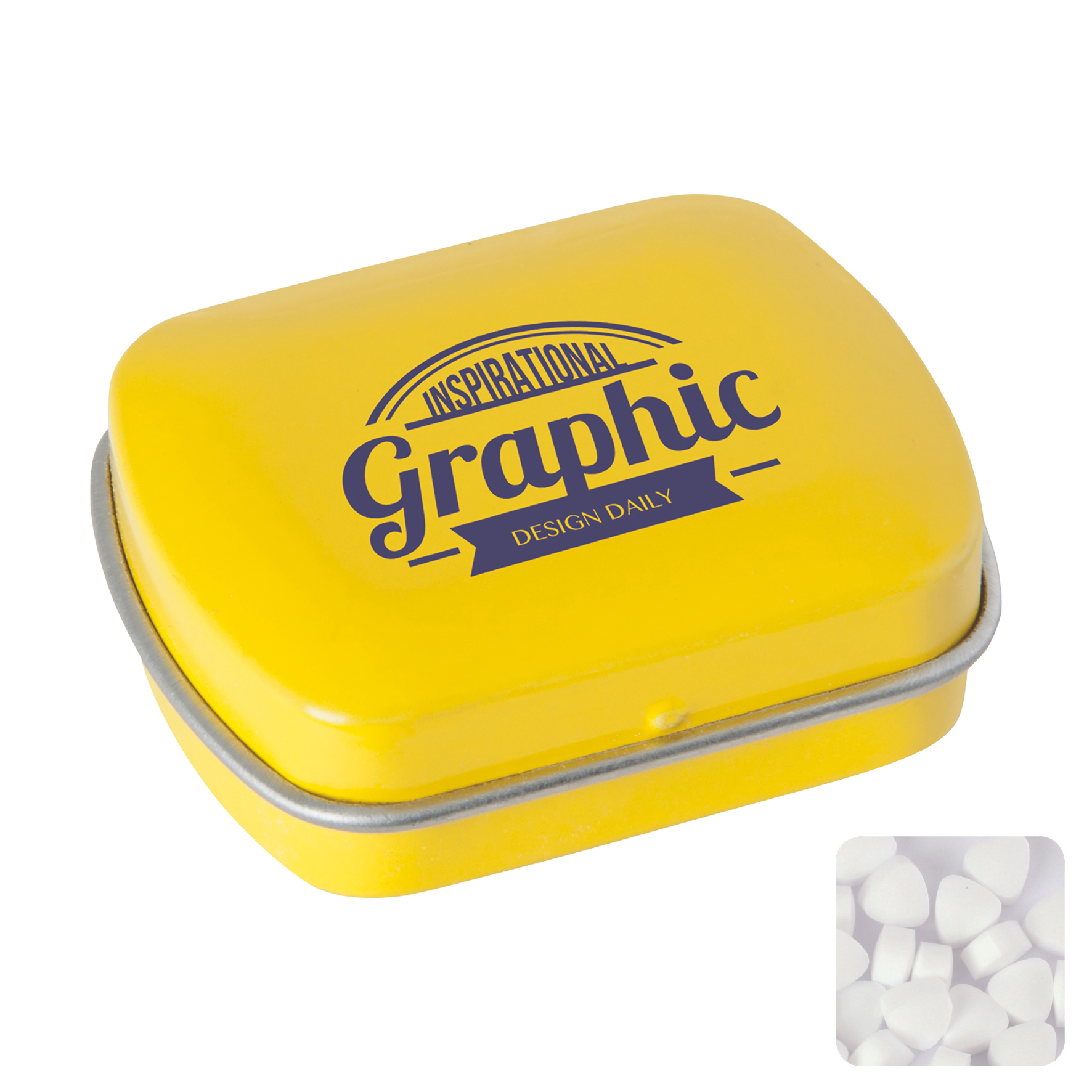 Picture of Small flat hinged tin with sugar free mints