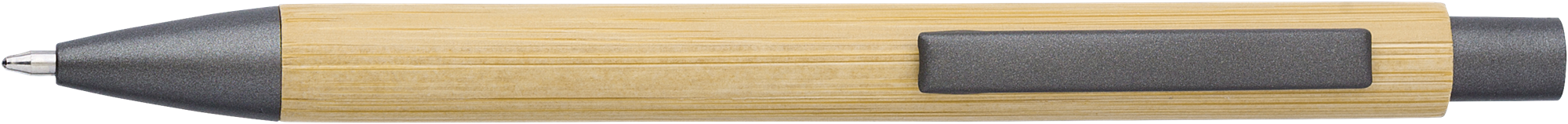 Picture of Bamboo and plastic ballpen.  Blue ink. 