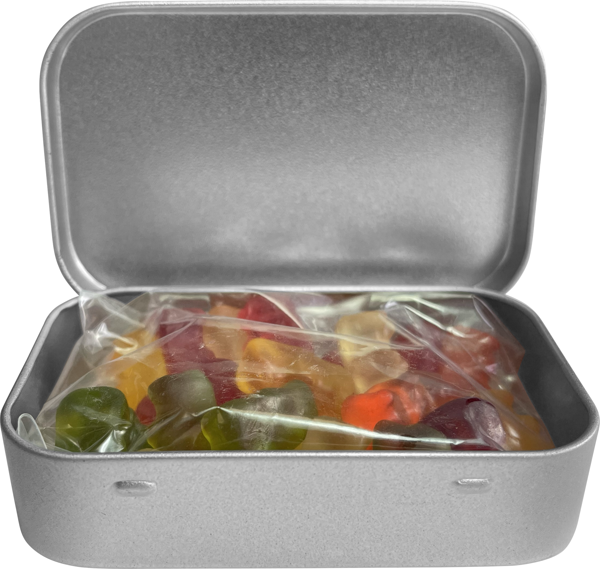 Picture of Large flat hinged tin with Haribo gold bears