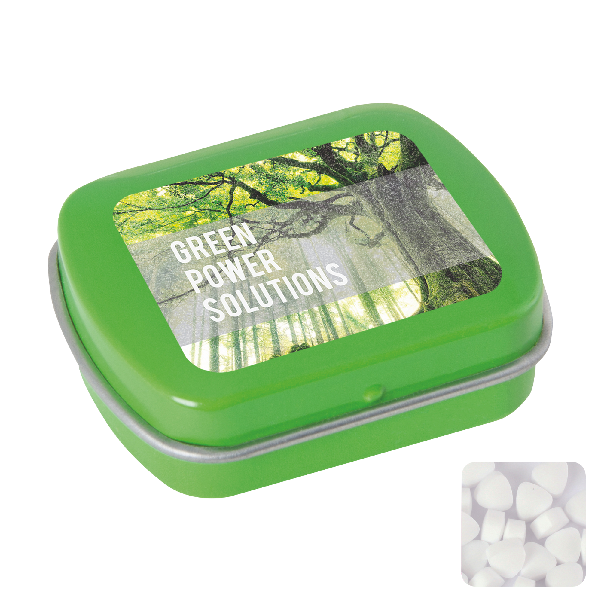 Picture of Small flat hinged tin with sugar free mints