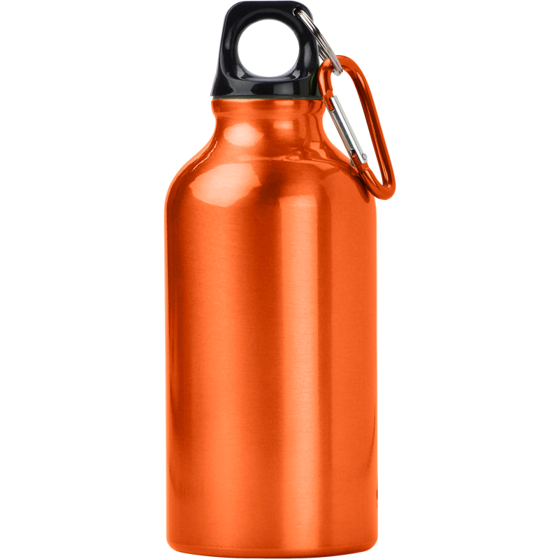 Aluminium single walled bottle with carabiner (400ml)  7552_007 (Orange)