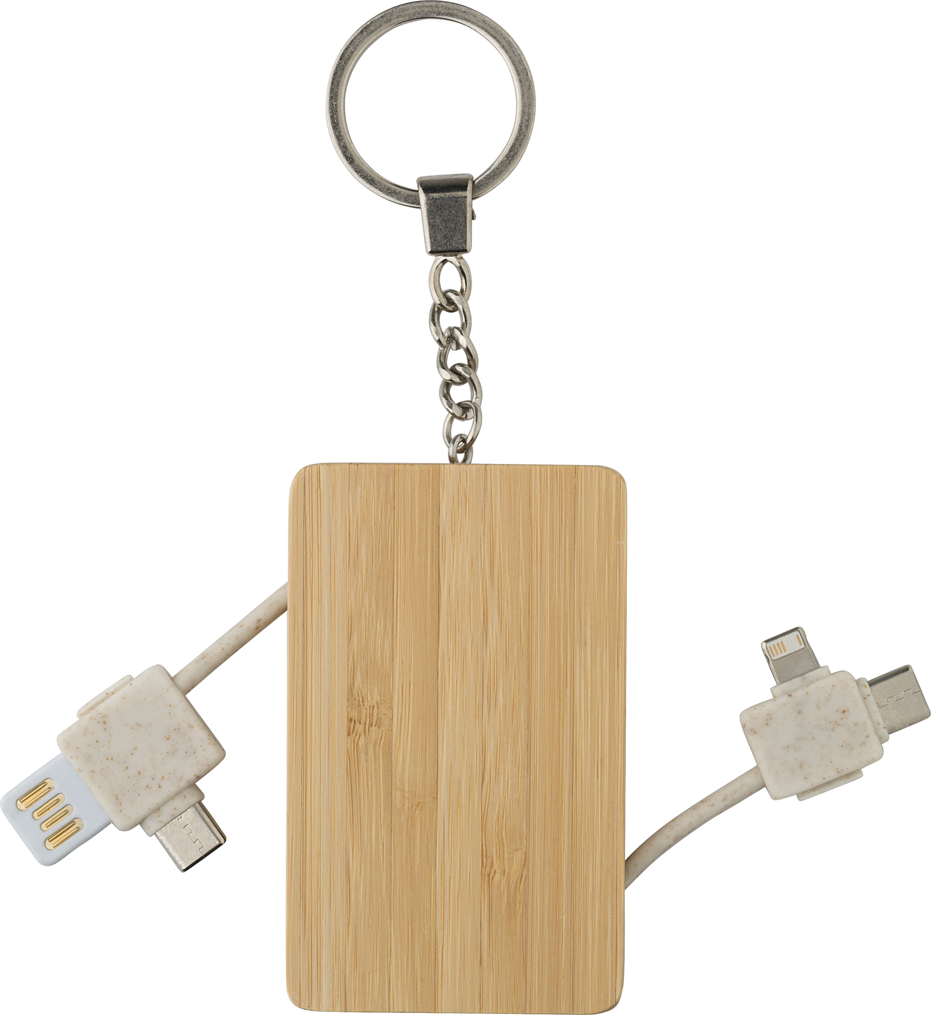 Picture of Bamboo keyring with charging cables