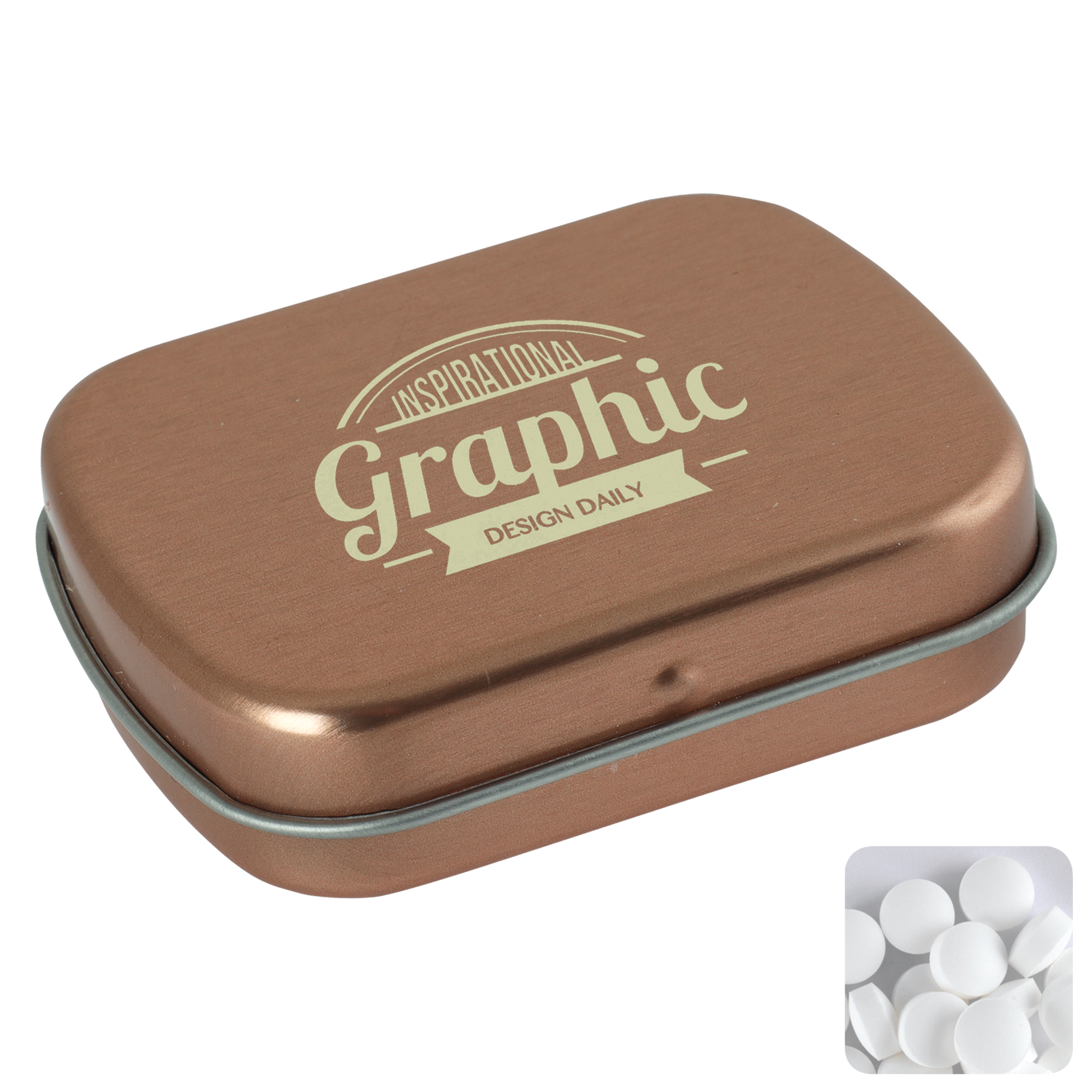 Picture of Flat hinged tin with dextrose mints