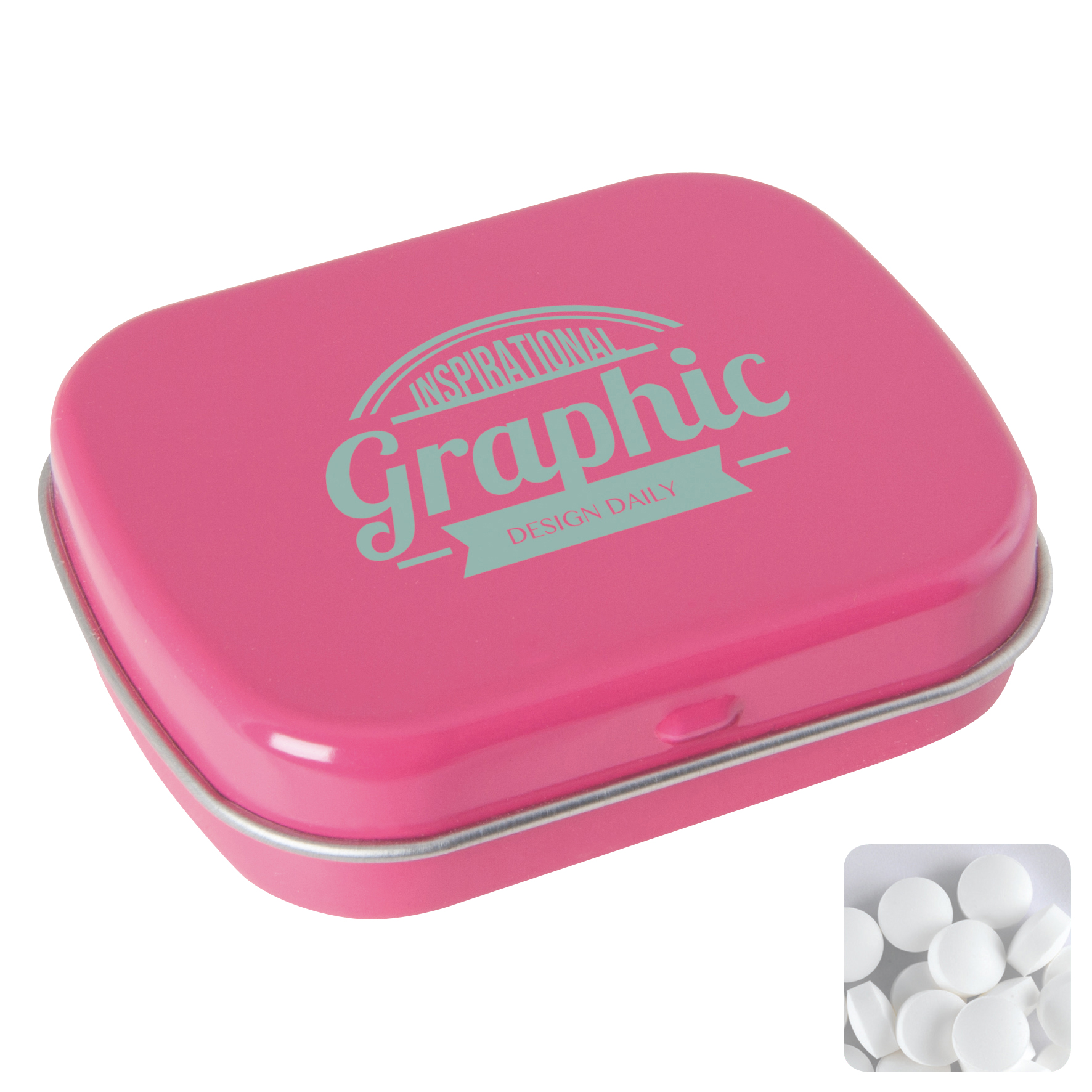 Picture of Flat hinged tin with dextrose mints