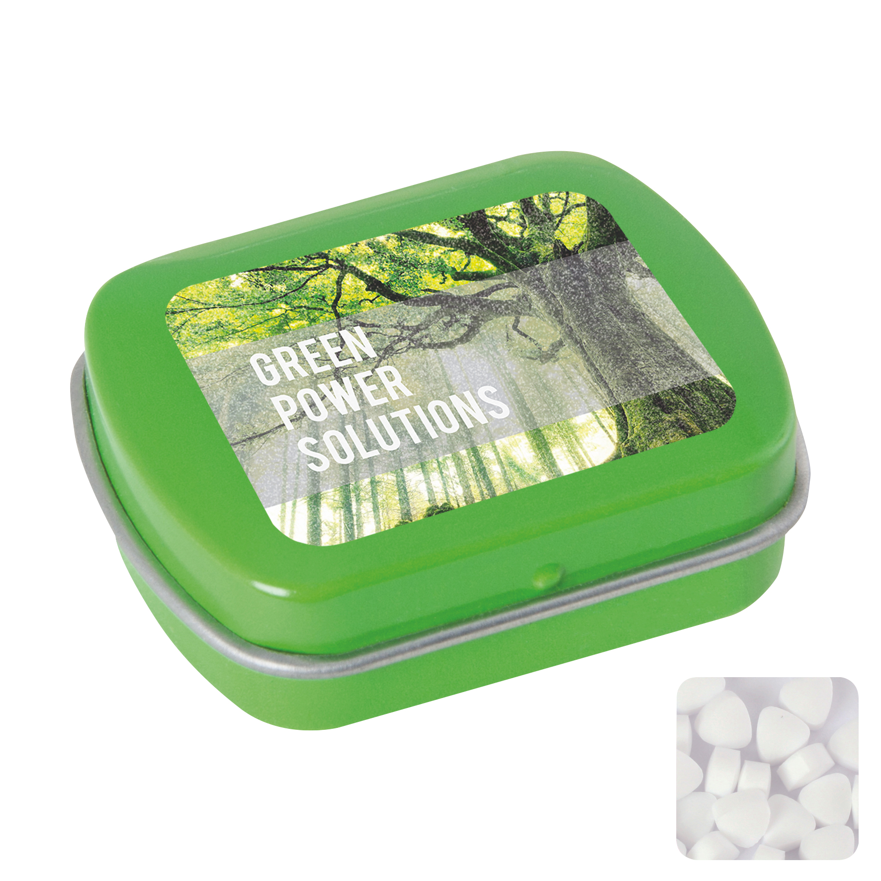 Picture of Small flat hinged tin with sugar free mints