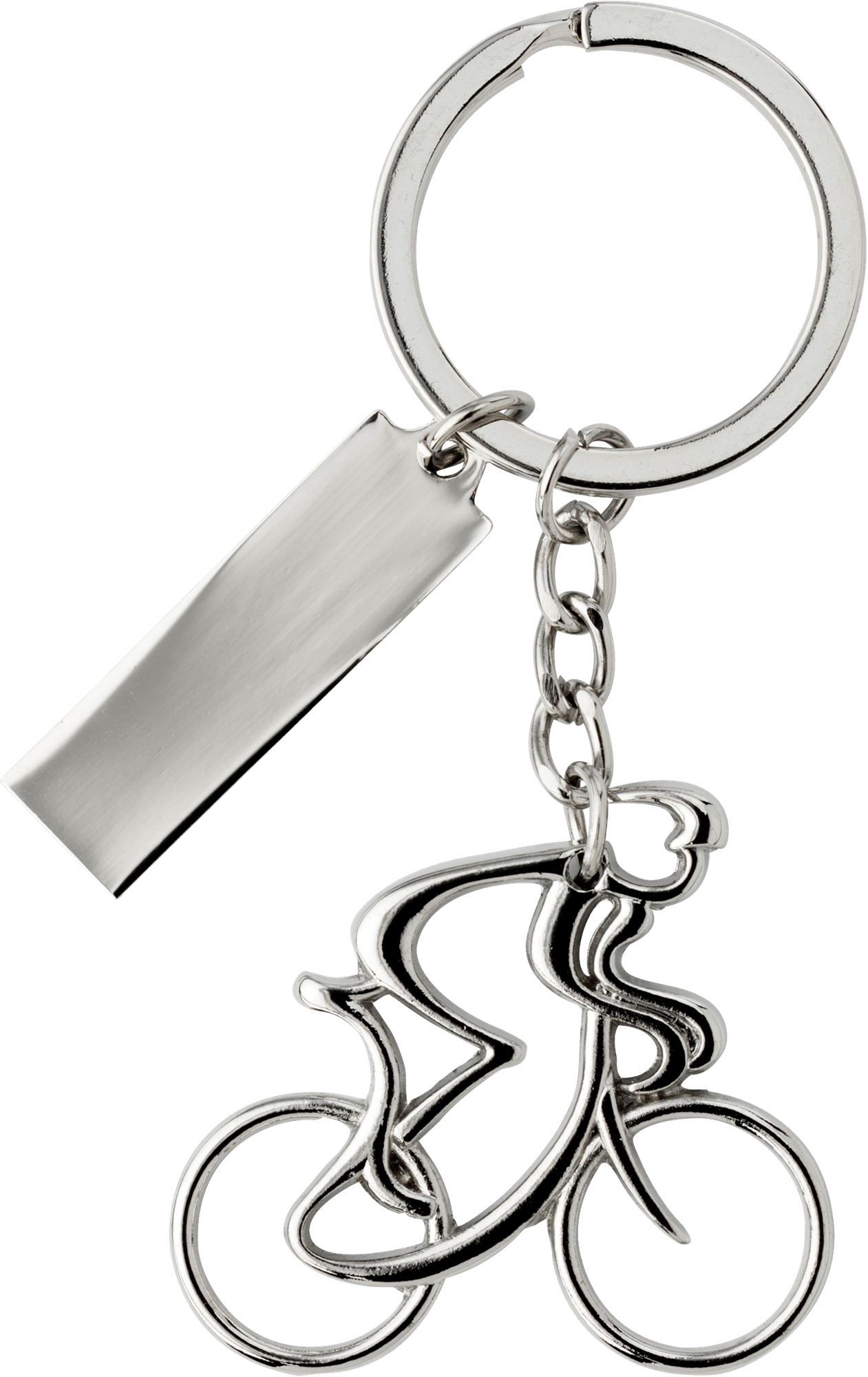 Picture of Cyclist nickel plated keyring