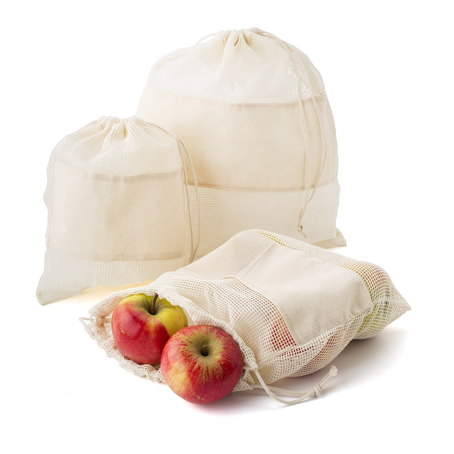 Picture of Natural cotton drawstring mesh bags