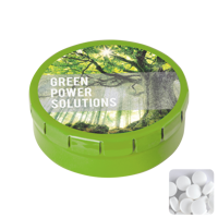 Round click tin with dextrose mints CX0130_029 (Light green)