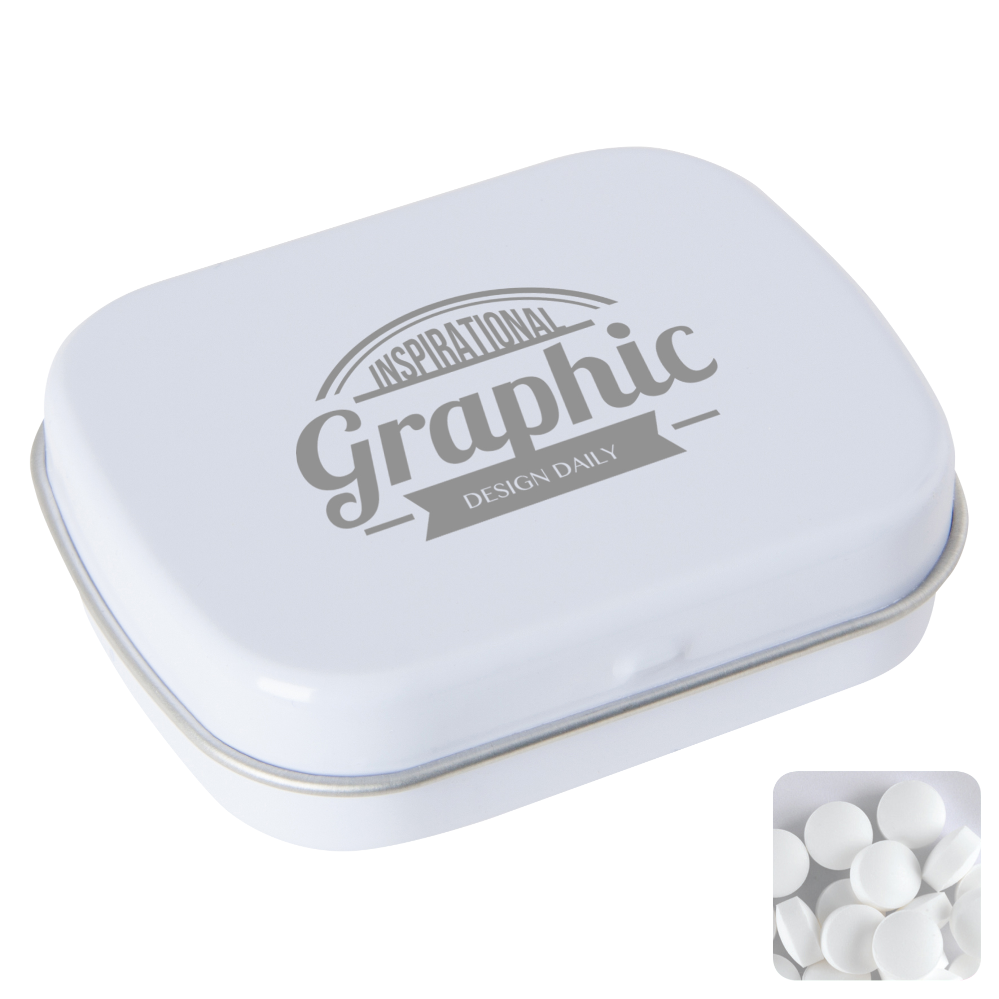Picture of Flat hinged tin with dextrose mints