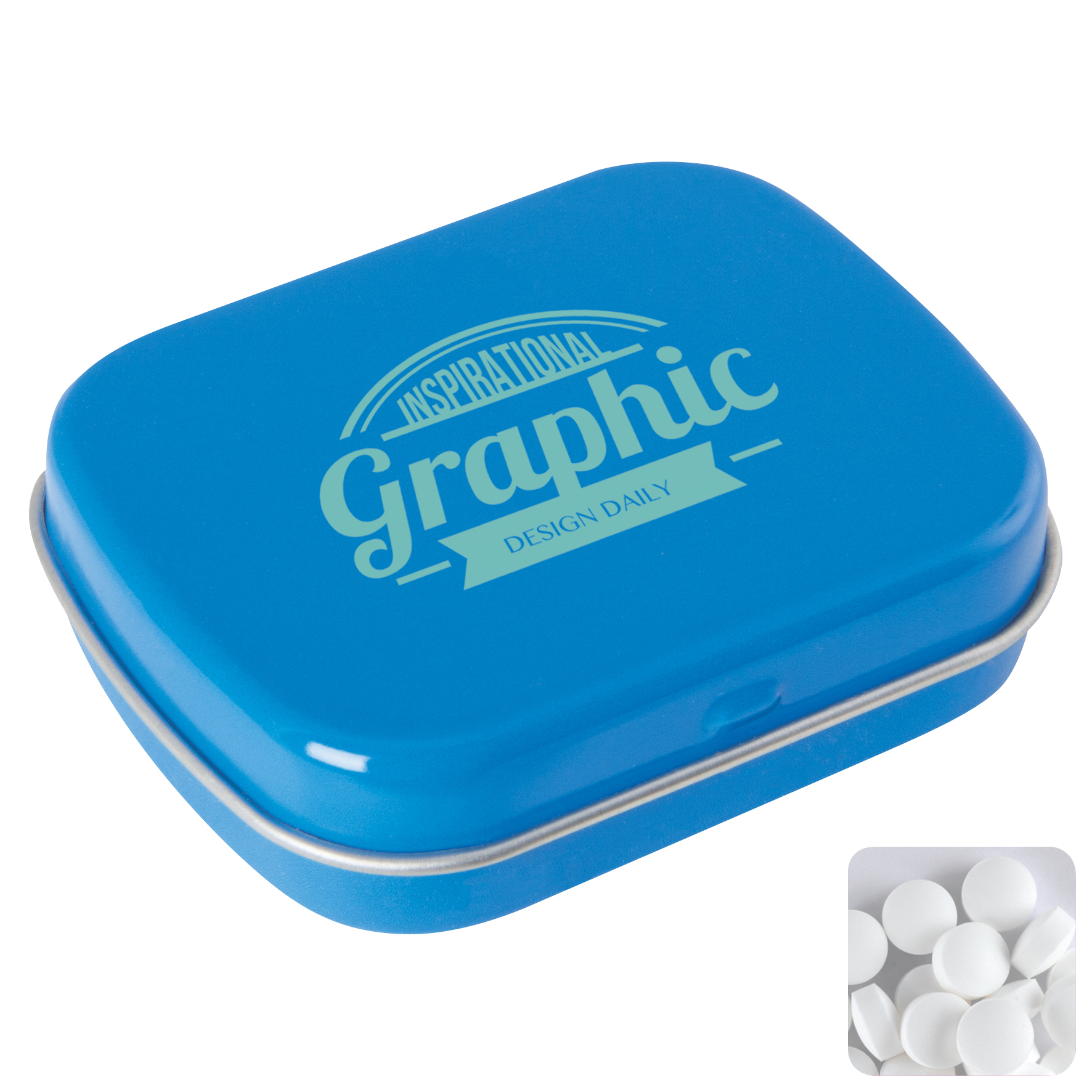 Picture of Flat hinged tin with dextrose mints