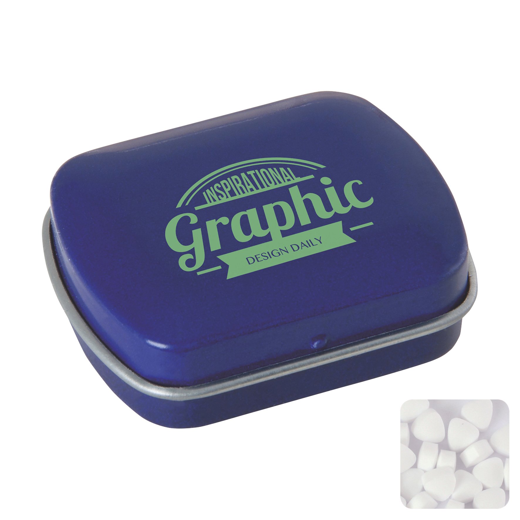Picture of Small flat hinged tin with sugar free mints
