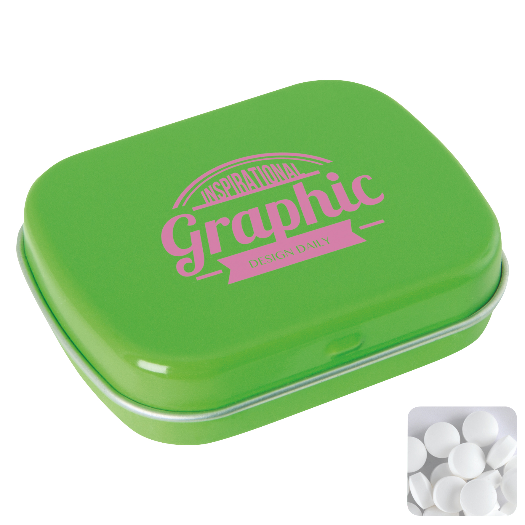 Picture of Flat hinged tin with dextrose mints