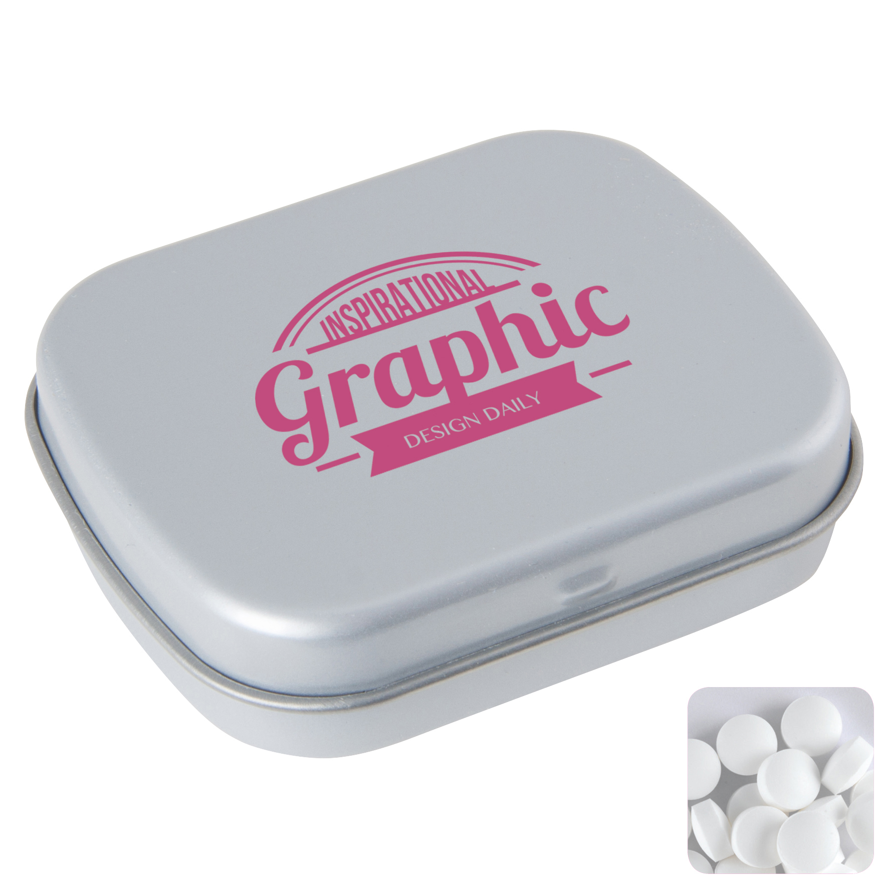 Picture of Flat hinged tin with dextrose mints