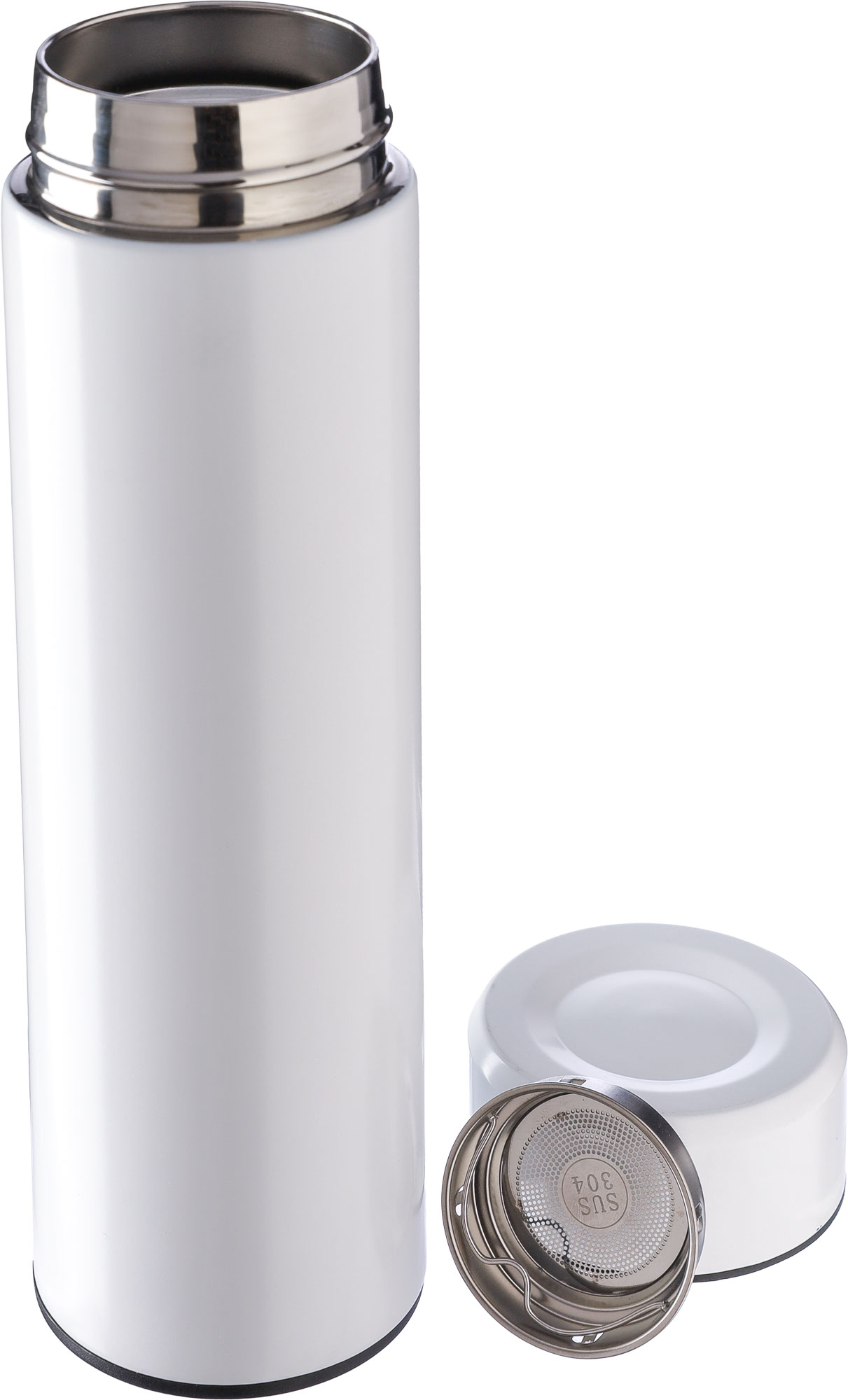 Picture of Stainless steel double walled flask with tea strainer (425ml)