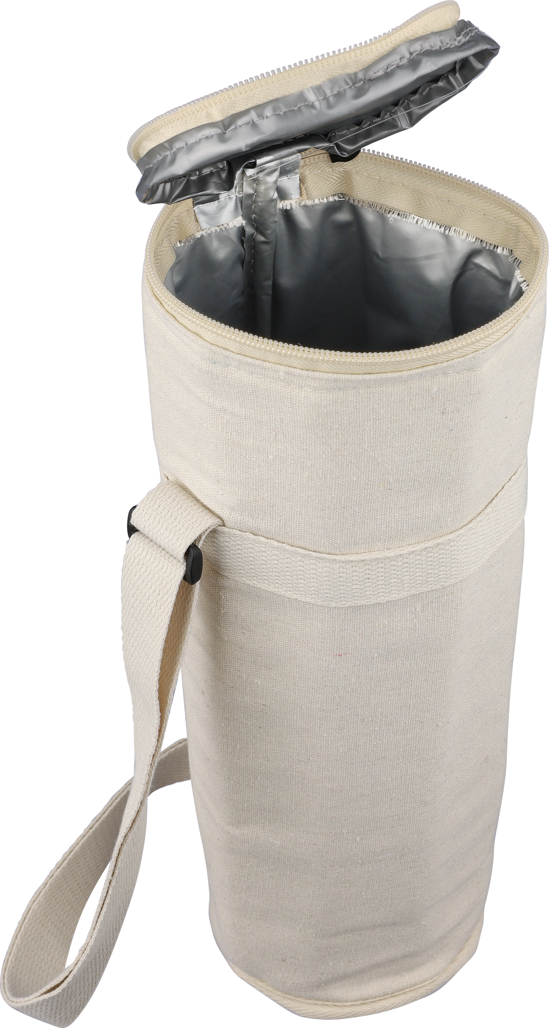 Picture of Recycled cotton cooler bag for one bottle. (270gsm/7.96oz)