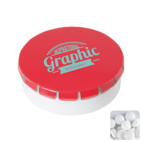 Round click plastic pot with sugar free mints CX0141_008 (Red)