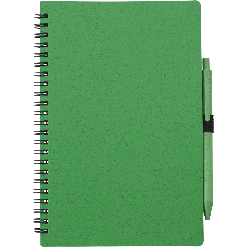 Wheat straw notebook with pen (approx. A5) 480875_004 (Green)