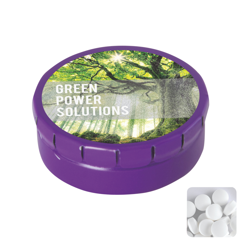 Round click tin with dextrose mints CX0130_024 (Purple)