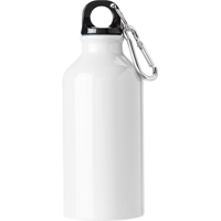 Aluminium single walled bottle with carabiner (400ml)  7552_002 (White)