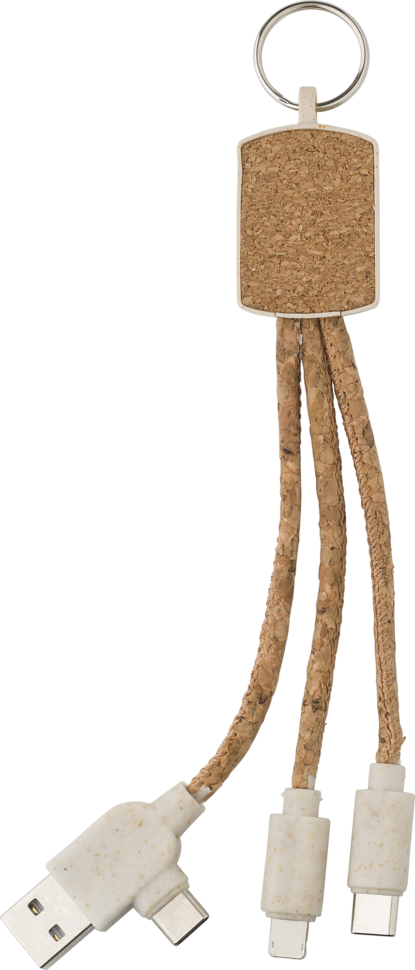 Picture of Stainless steel keyring with charging cables