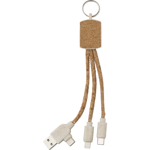 Stainless steel keychain with charging cable