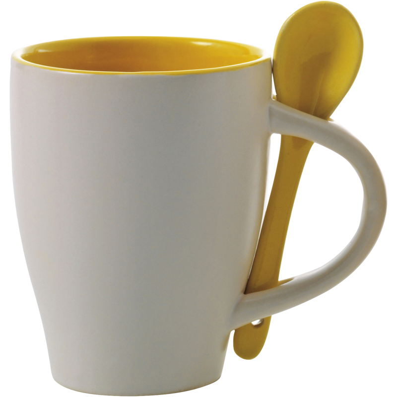 Coffee mug with spoon (300ml) 2855_006 (Yellow)