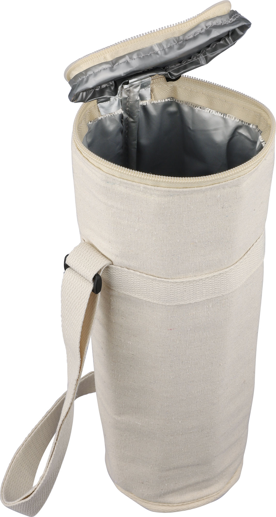 Picture of Recycled cotton cooler bag for one bottle. (270gsm/7.96oz)
