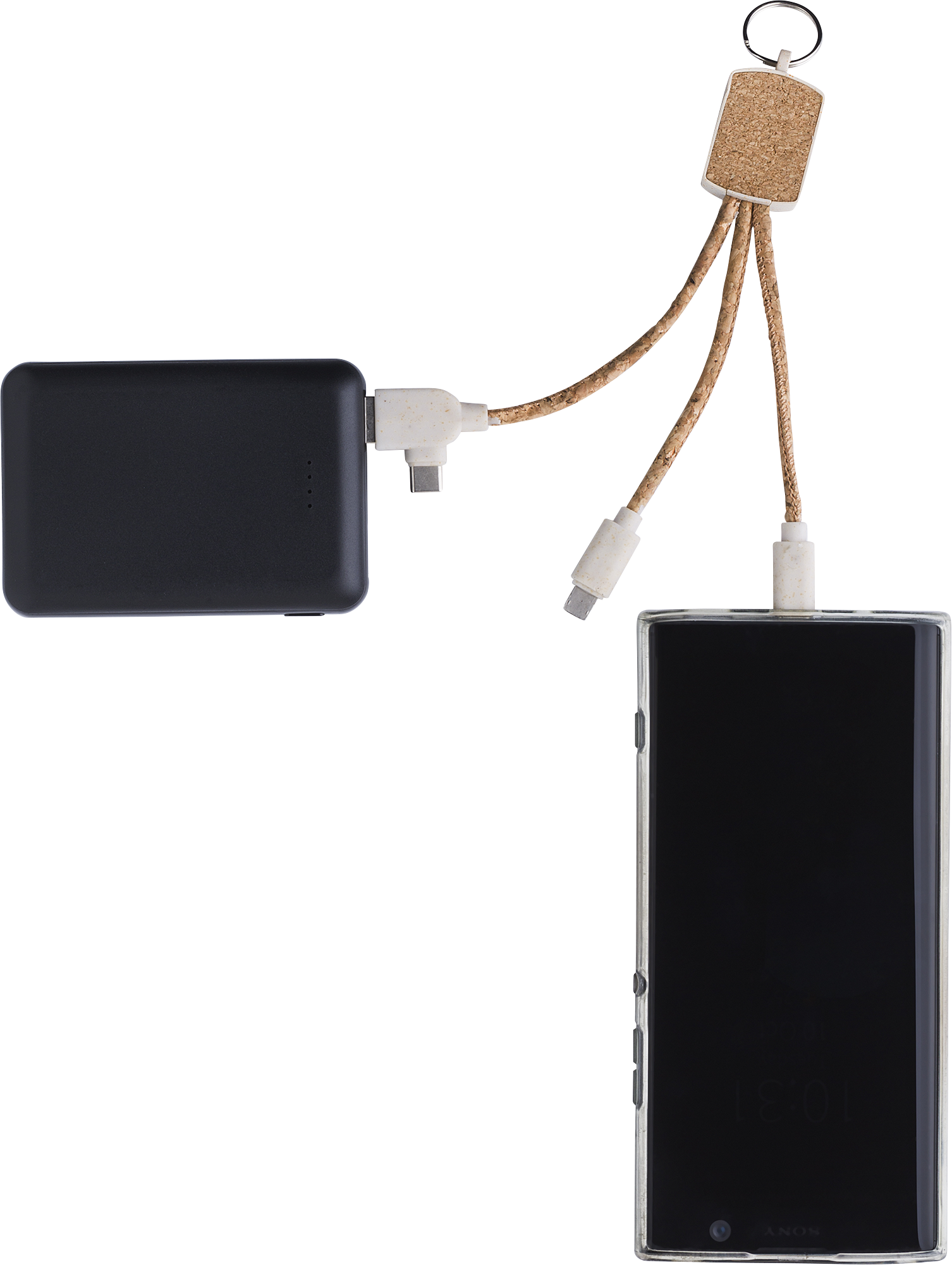 Picture of Stainless steel keyring with charging cables