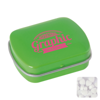 Small flat hinged tin with sugar free mints CX0111_029 (Light green)