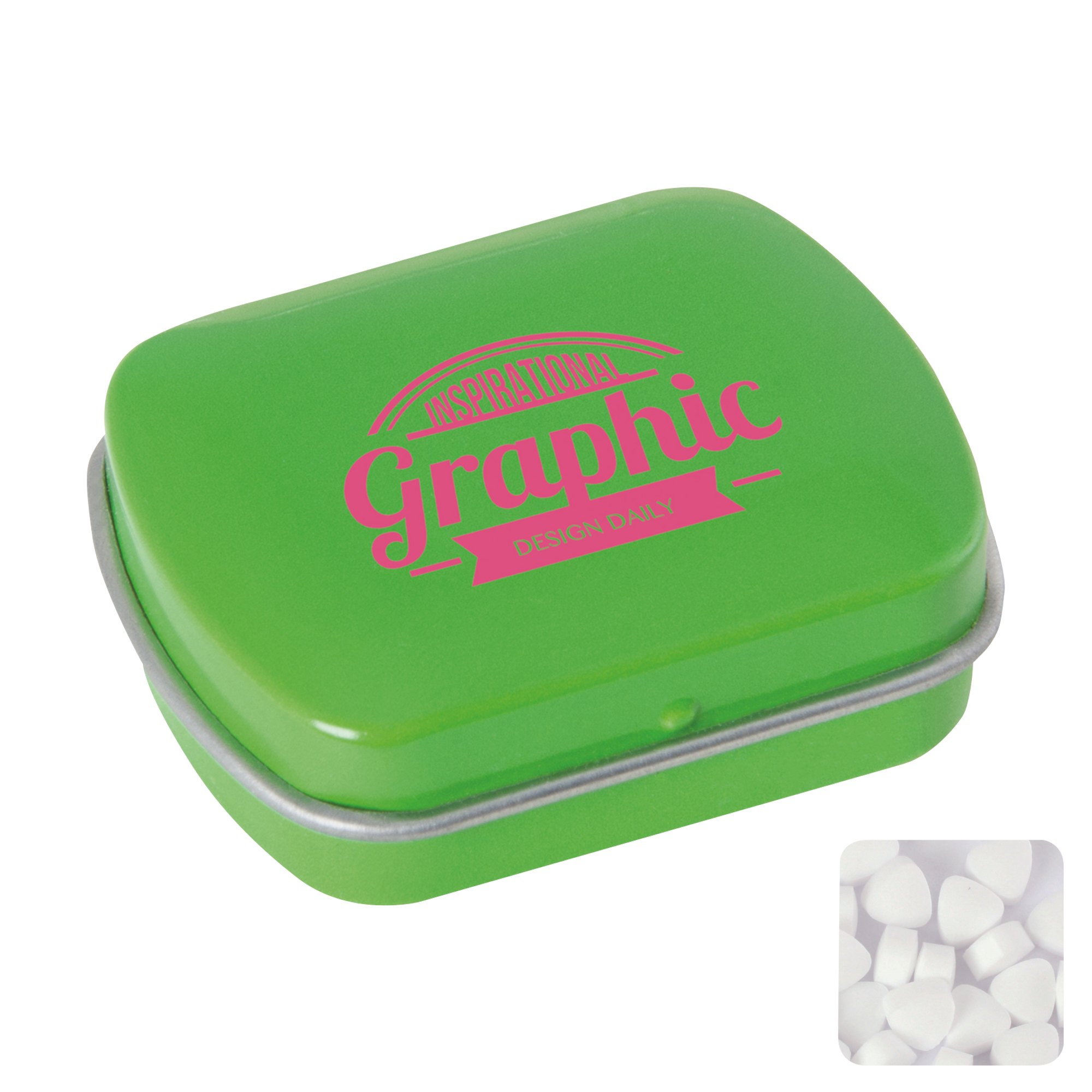 Picture of Small flat hinged tin with sugar free mints
