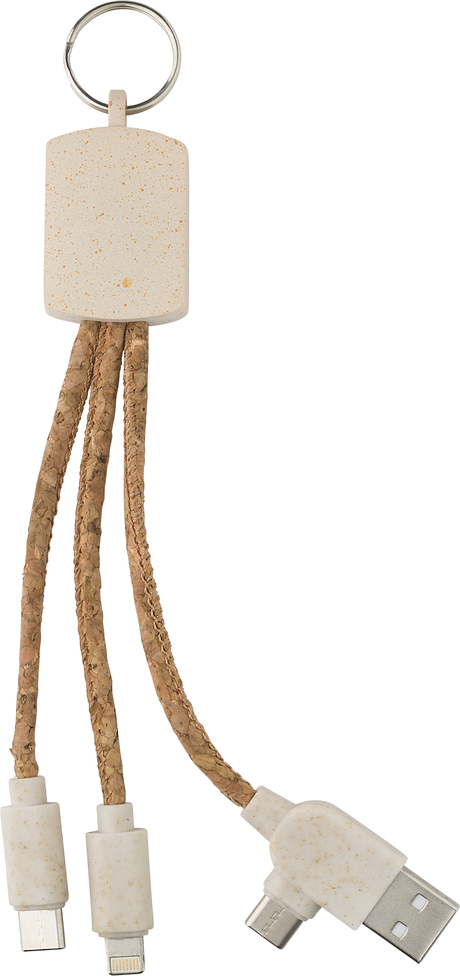 Picture of Stainless steel keyring with charging cables