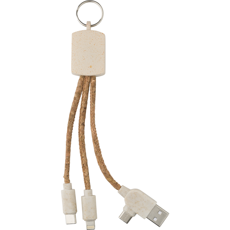 Stainless steel keychain with charging cable 1015139_011 (Brown)