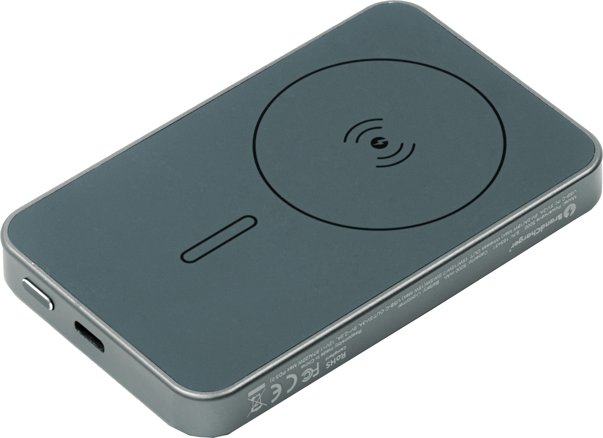 Picture of BrandCharger recycled aluminium wireless power bank. (5000 mAh)