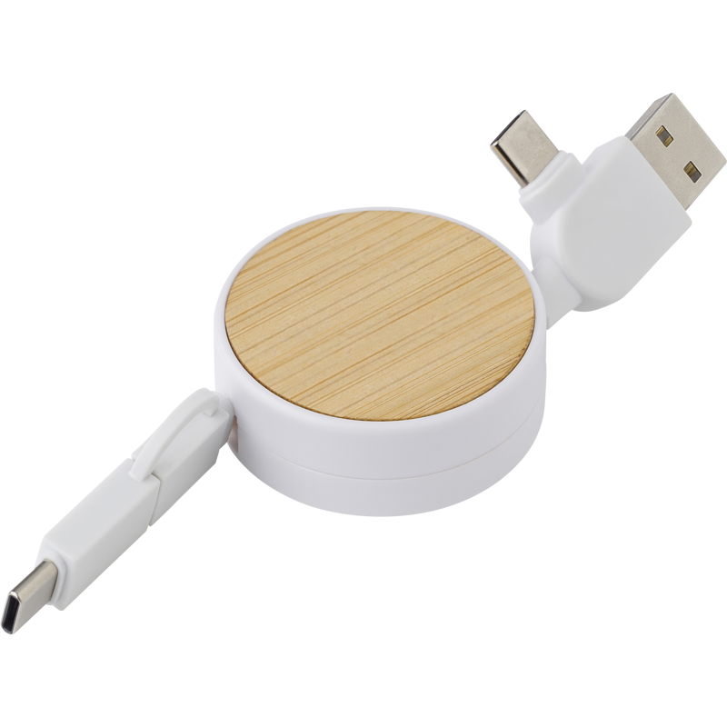 Bamboo extendable charging cable 976586_002 (White)
