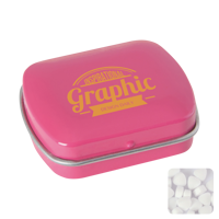 Small flat hinged tin with sugar free mints CX0111_017 (Pink)