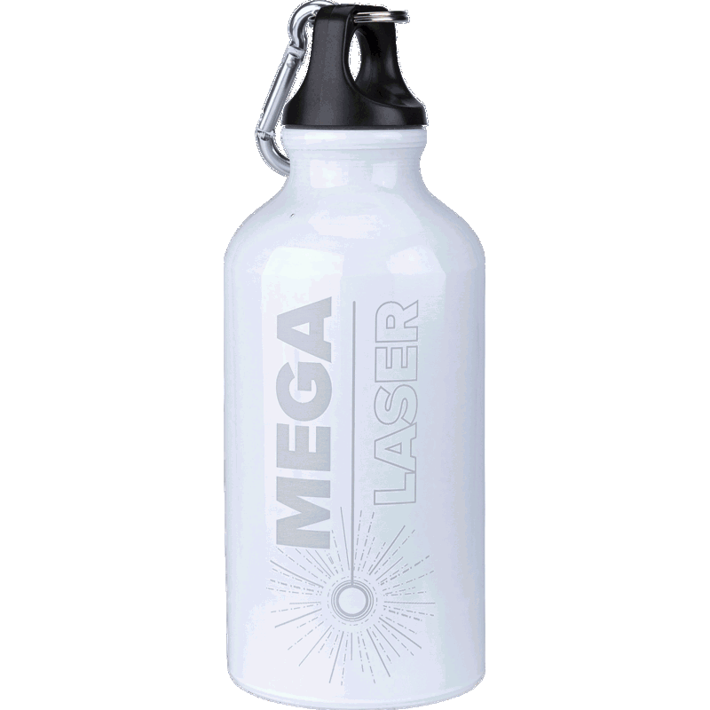 Aluminium single walled bottle with carabiner (400ml)  7552_002 (White)