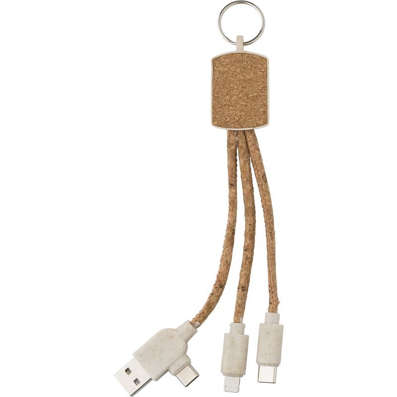 Stainless steel keychain with charging cable 1015139_011 (Brown)
