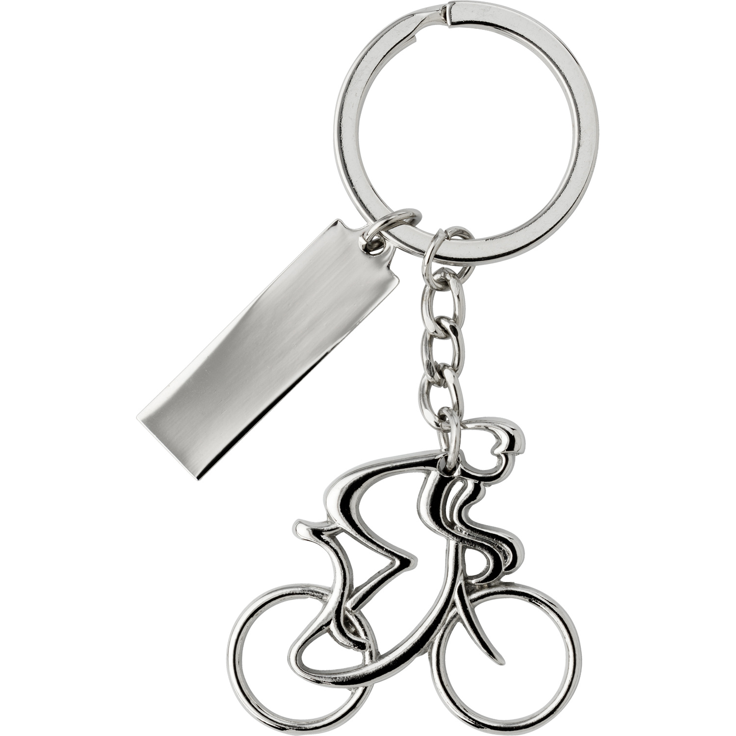 Picture of Cyclist nickel plated keyring