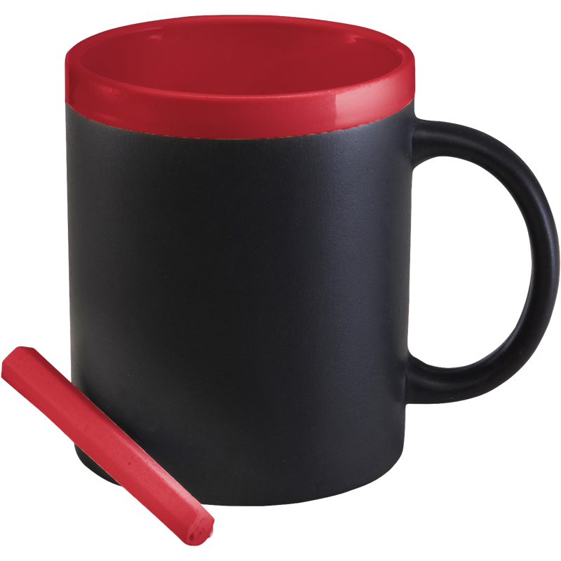 Stoneware mug with chalks (300ml) 2880_008 (Red)