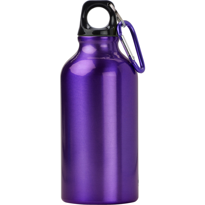 Aluminium single walled bottle with carabiner (400ml)  7552_024 (Purple)