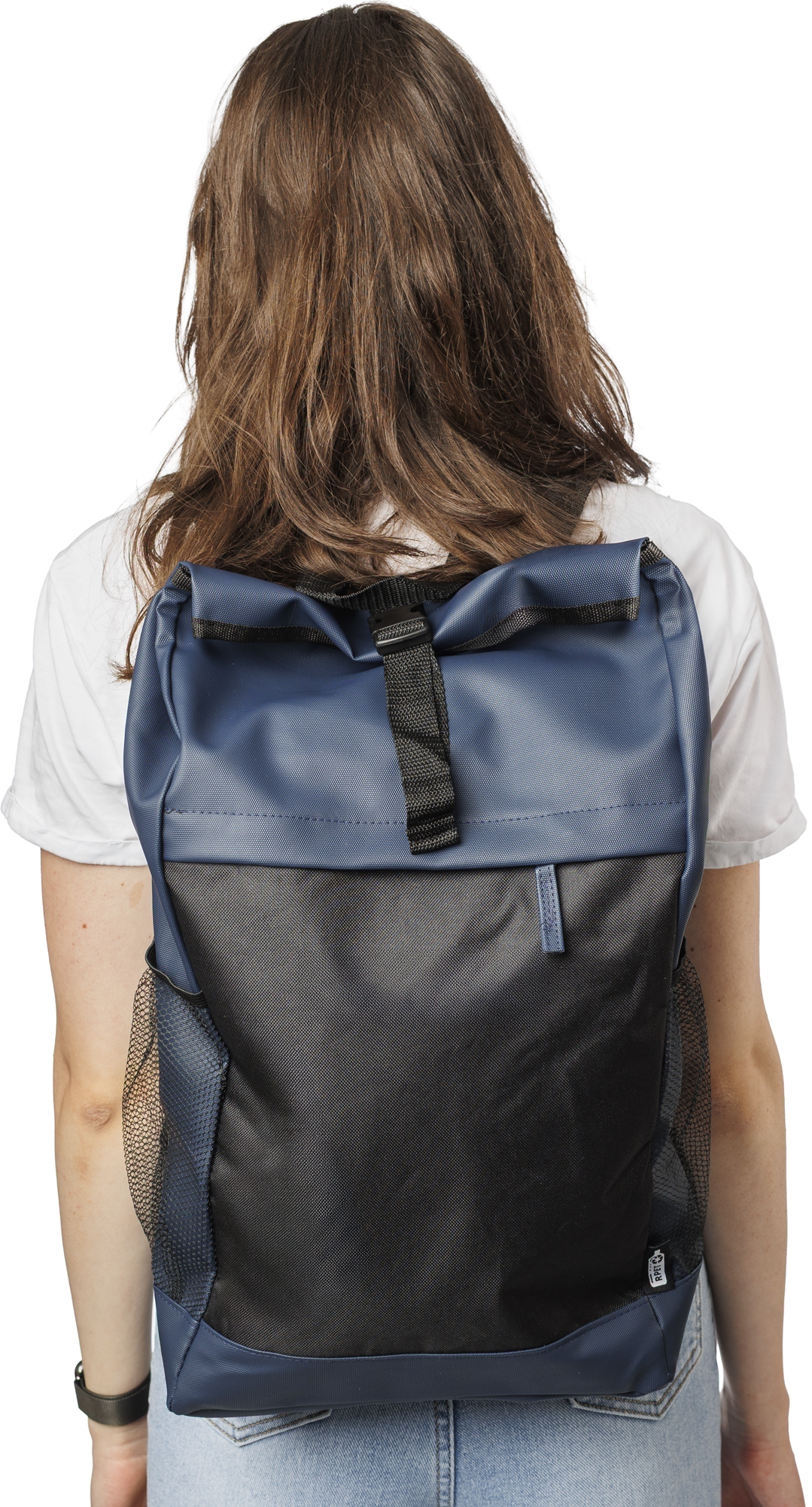 Picture of RPET polyester roll-top backpack.