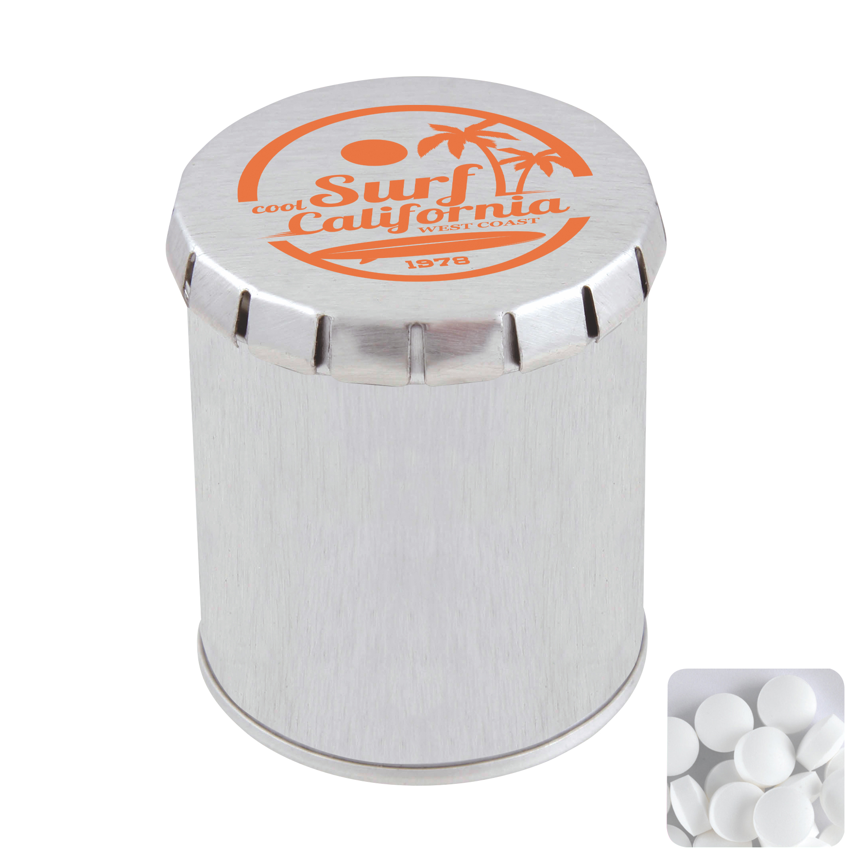 Picture of Tall round click tin with dextrose mints