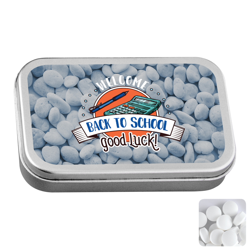 Large flat hinged tin with dextrose mints CX0120_032 (Silver)