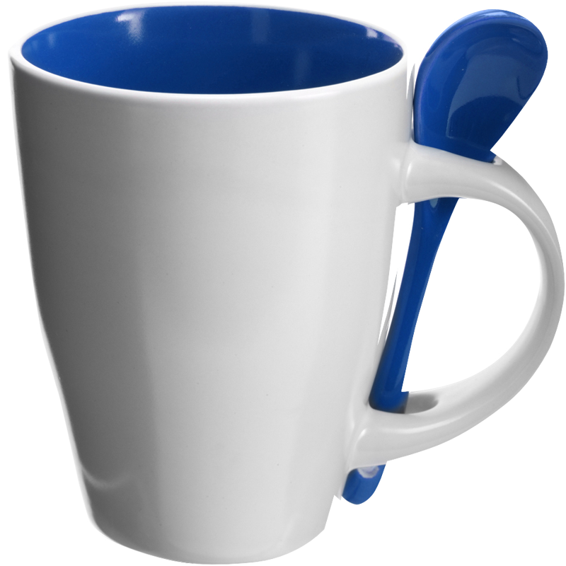 Coffee mug with spoon (300ml) 2855_005 (Blue)