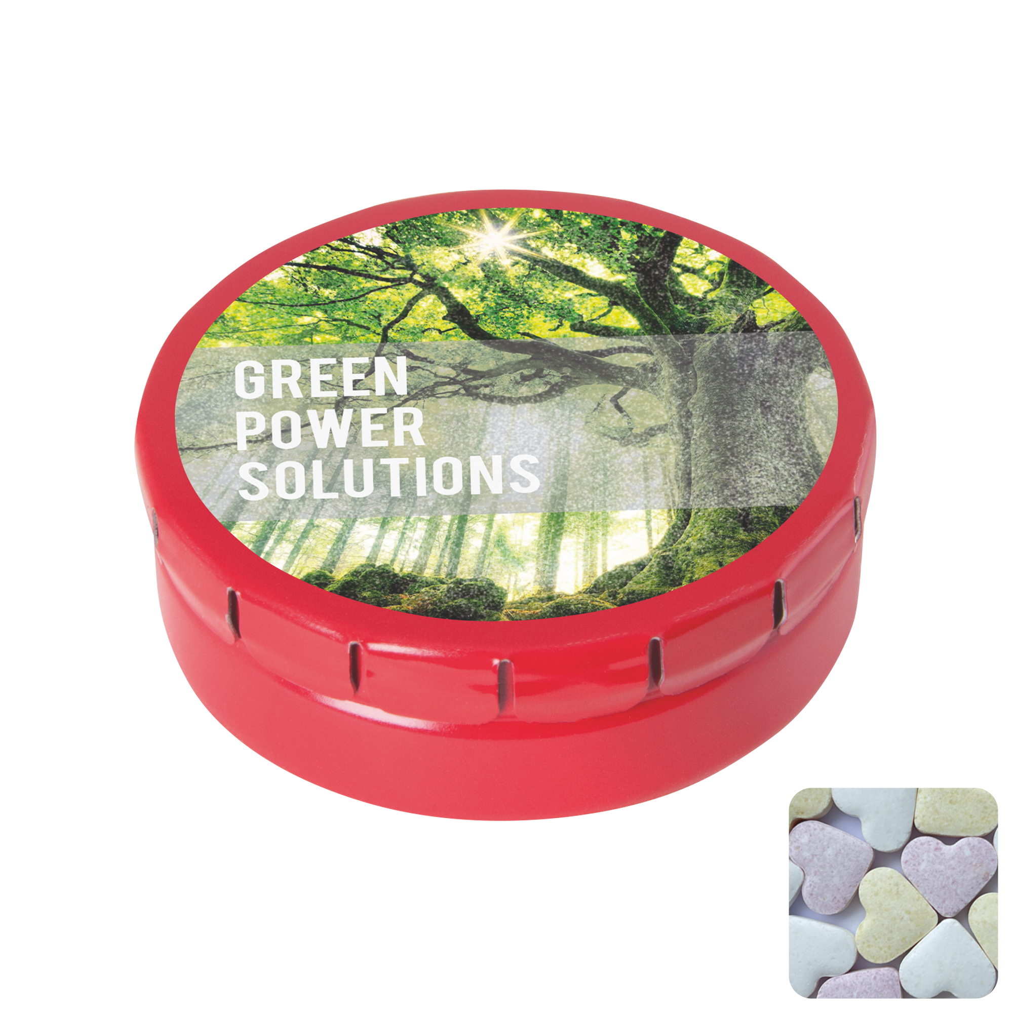 Picture of Round click tin with fruit heart sweets