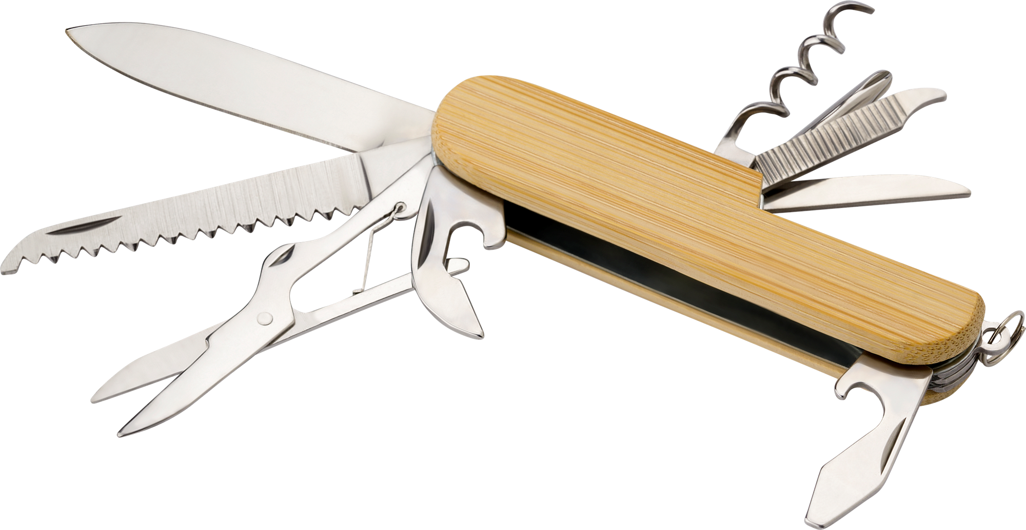 Picture of Bamboo pocket knife keyring